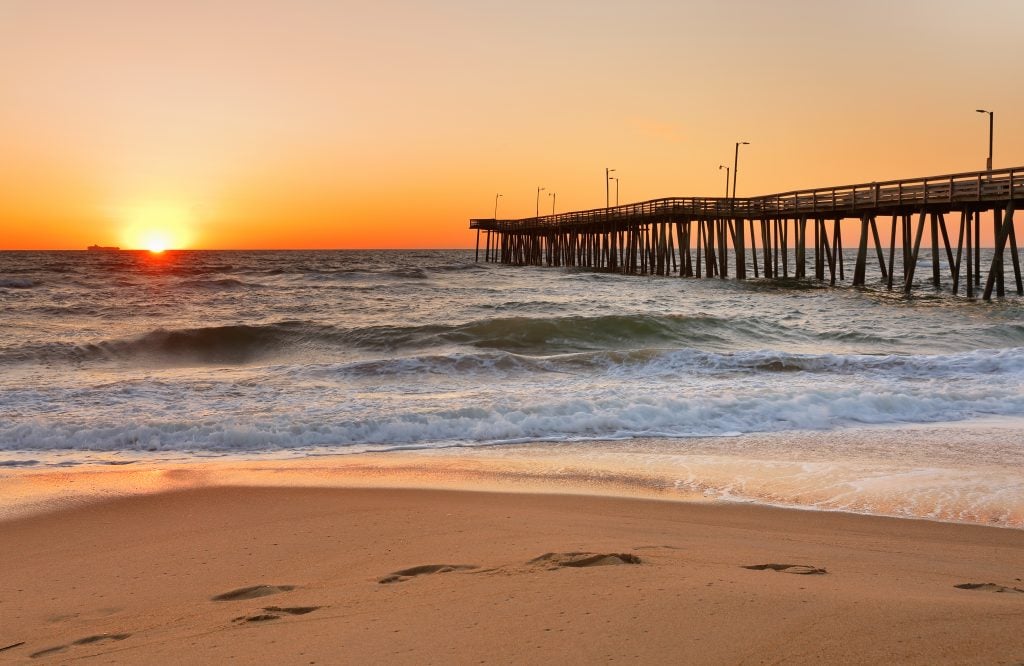 fishing pier in virginia beach va at sunrise