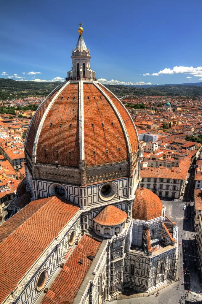 view of florence cupola from giotto bell tower, alternative climb when visiting duomo florence tips