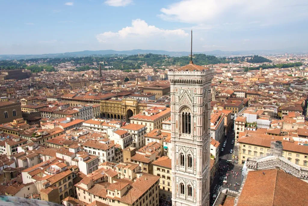 view of giotto bell tower from florence dome climb