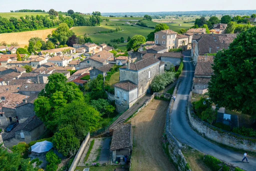 road leading in and out of medieval village st emilion