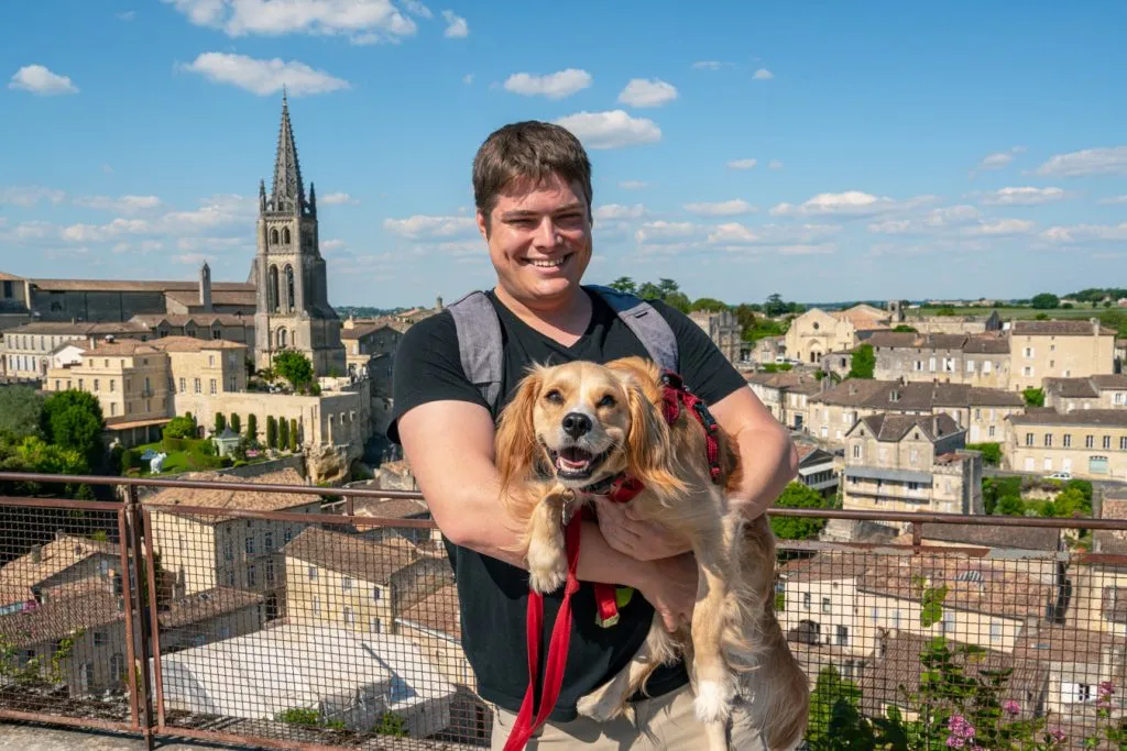 jeremy storm and ranger storm at the top of the kings keep st emilion france