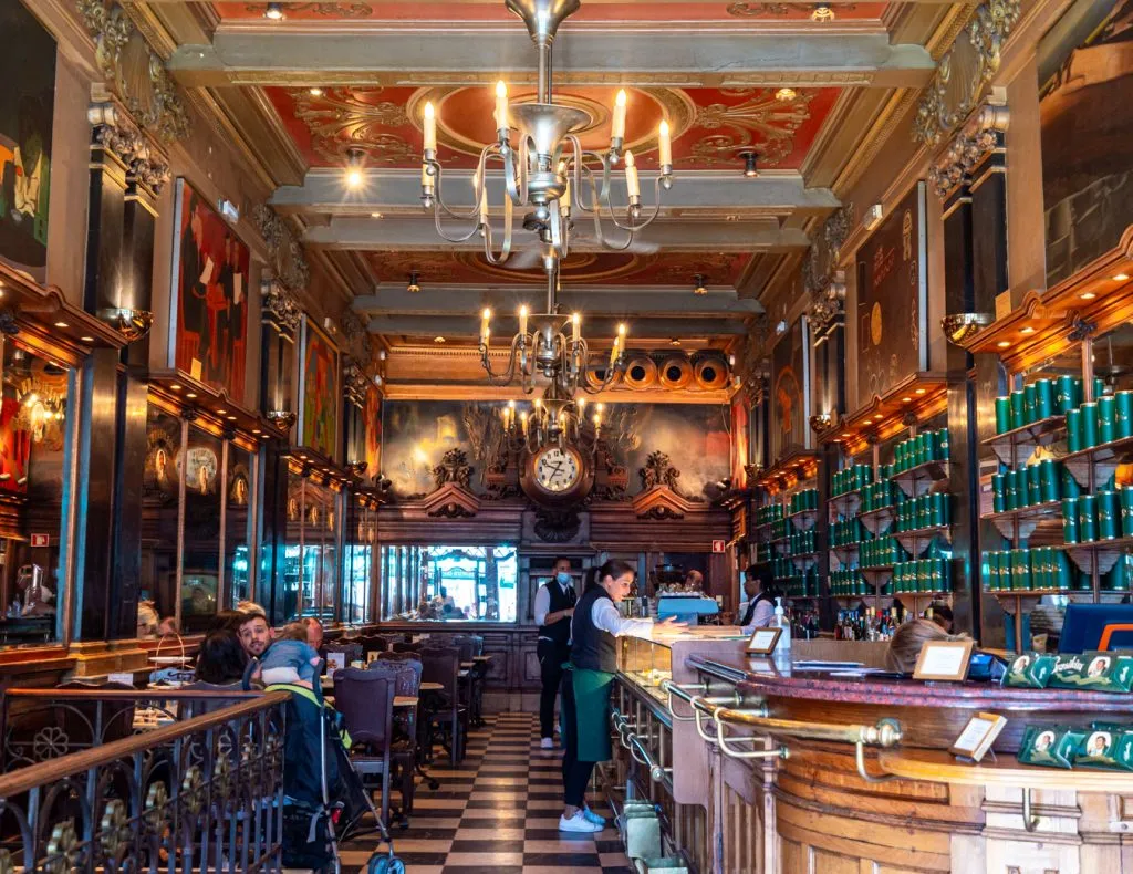 interior of Café A Brasileira in chiado lisbon