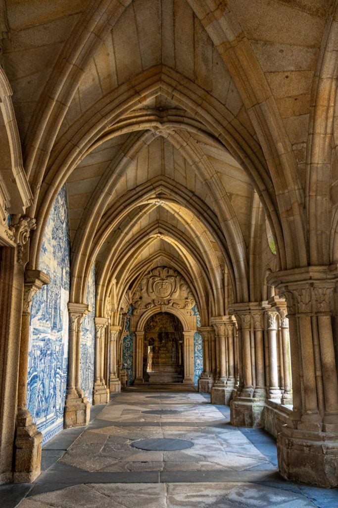 cloister of porto cathedral in porto portugal