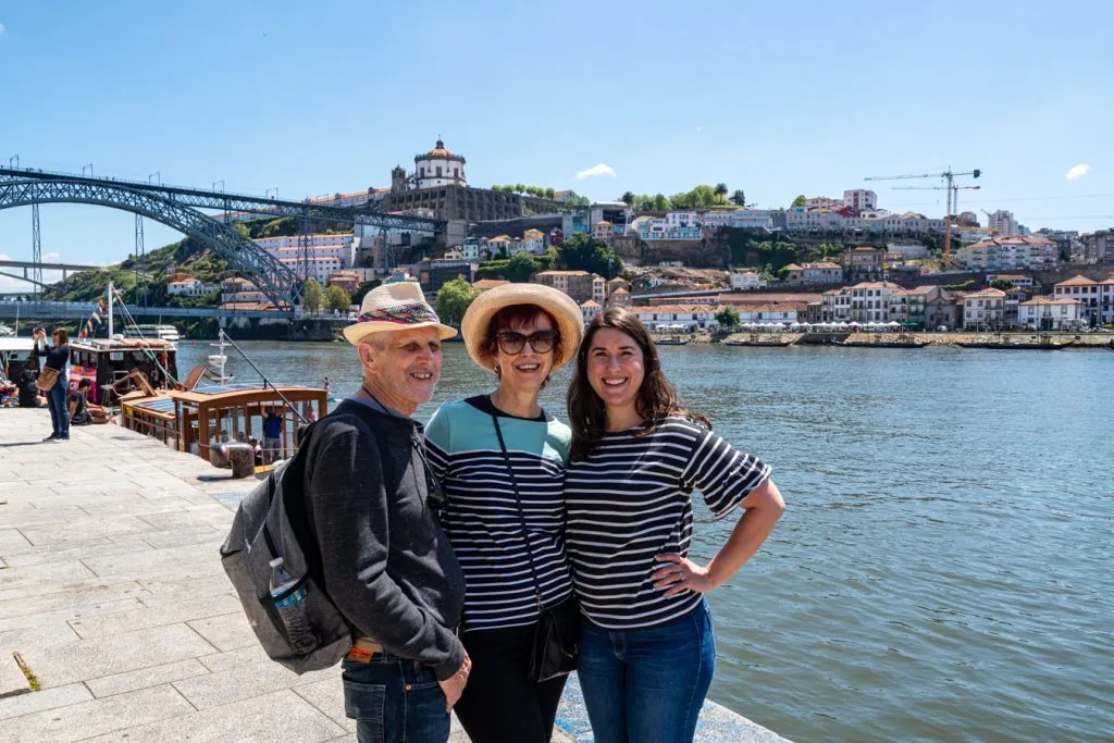 kate storm and her grandparents in the ribeira district during a 10 day portugal itinerary