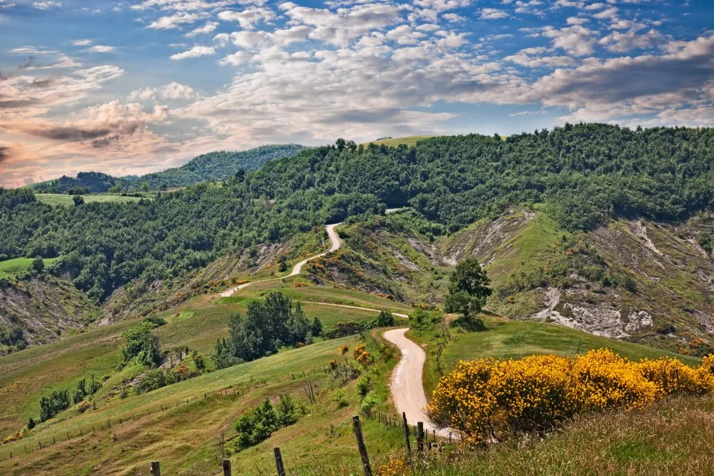 rural road in appenine mountains emilia romagna