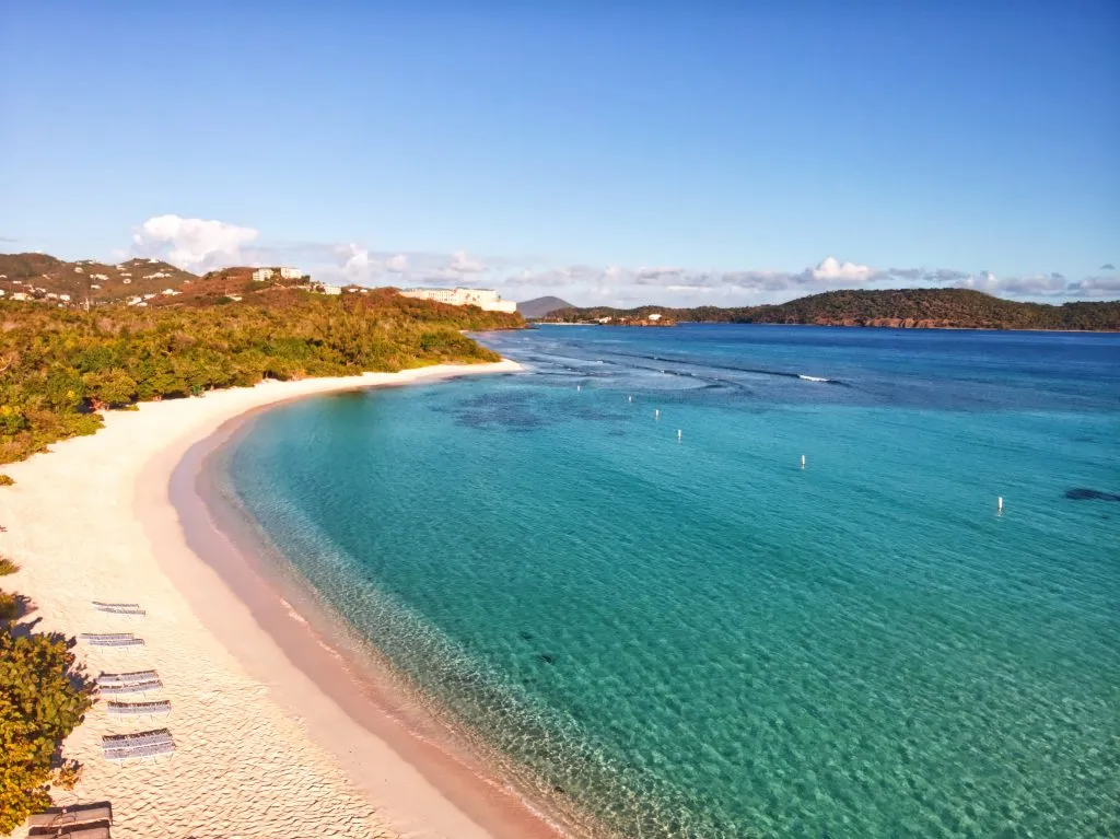 aerial view of sandy lindquist beach on st thomas us virgin islands beaches