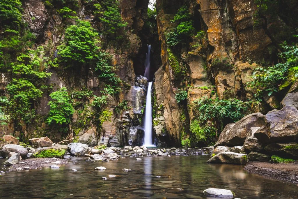 Salto do Cabrito waterfalls on azores portugal