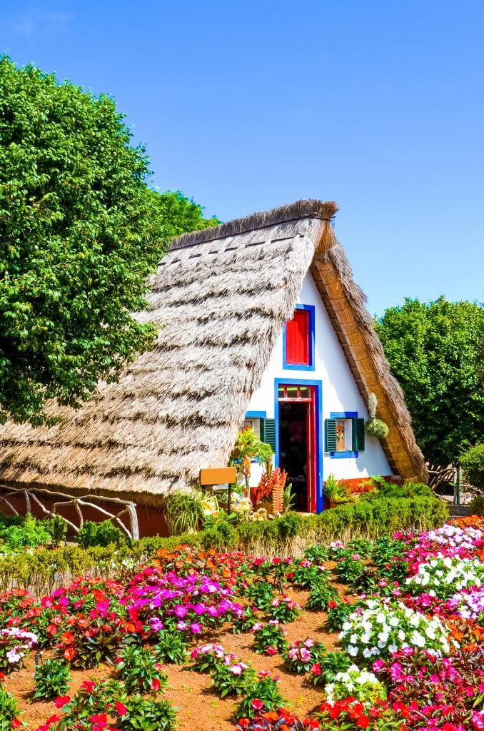 traditional thatched roof house madeira portugal