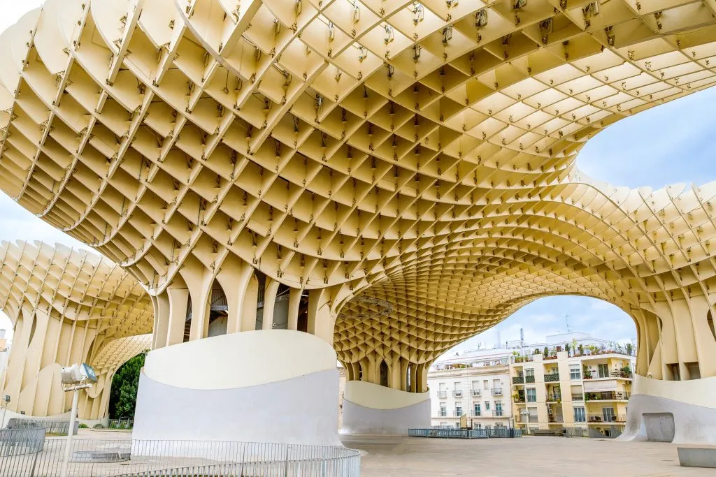 view of seville metropol parasol from below