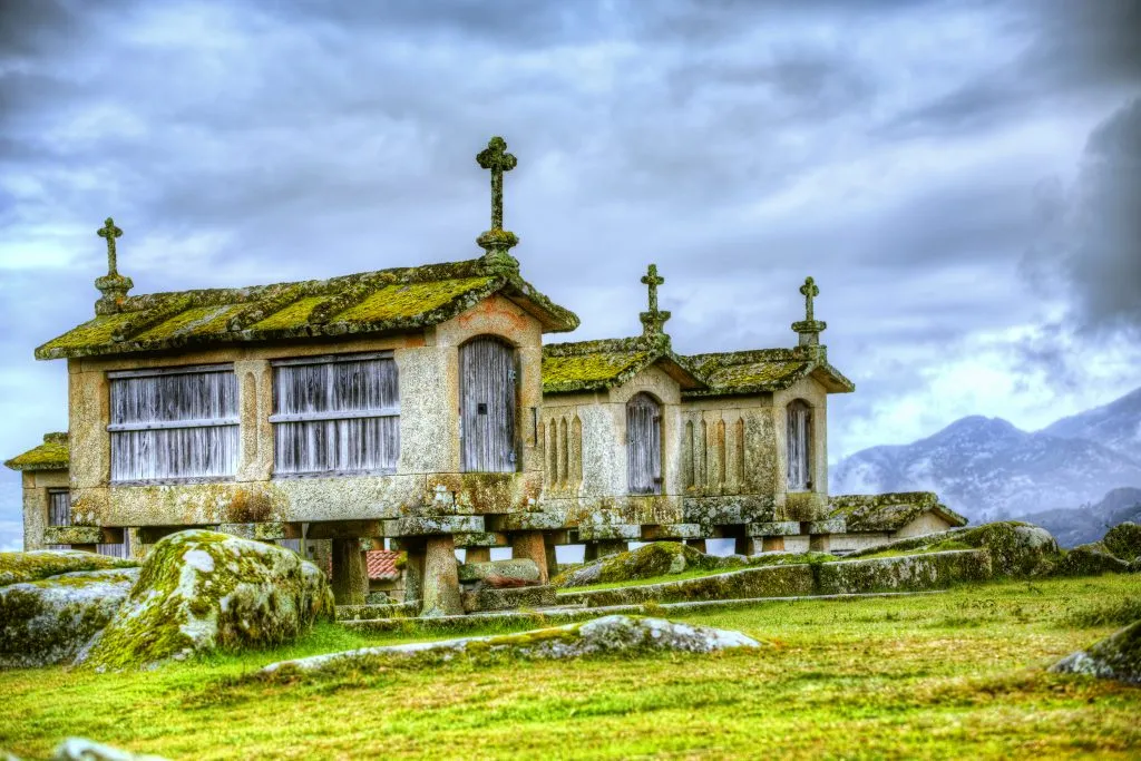 view of historic stone granaries in northern portugal road trip