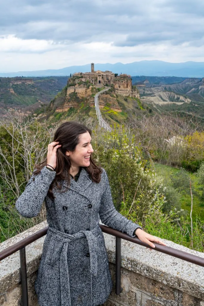 kate storm at the overlook view civita di bagnoregio italy on a cloudy day