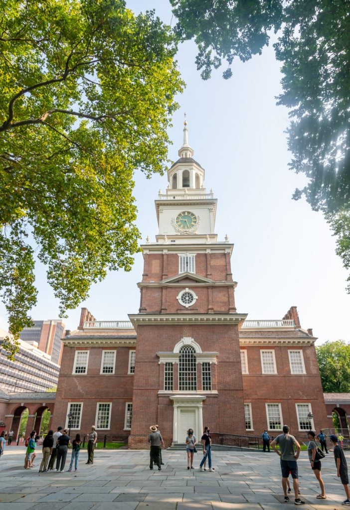 philadelphia independence hall as seen from behind, one of the best stops on a 3 day weekend in philadelphia itinerary