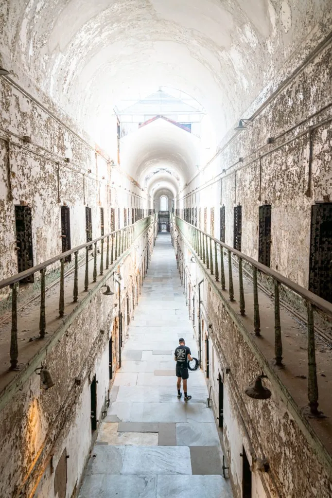 view of eastern state penitentiary cell block as seen during a long weekend philadelphia pennsylvania