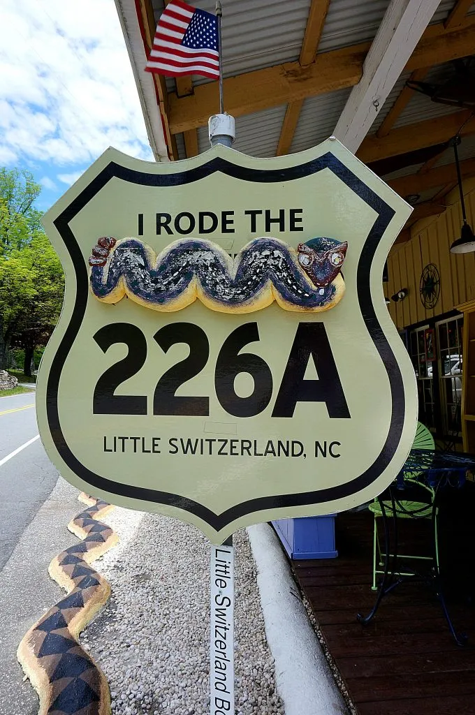 street sign leading into little switzerland north carolina