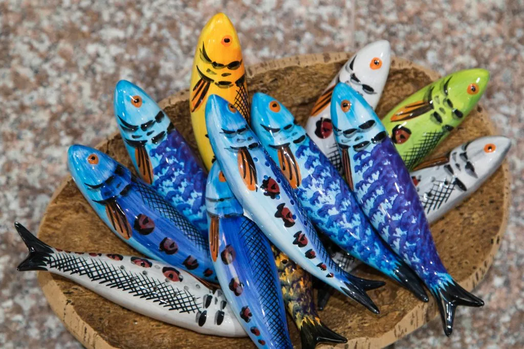 ceramic sardines for sale when shopping in portugal