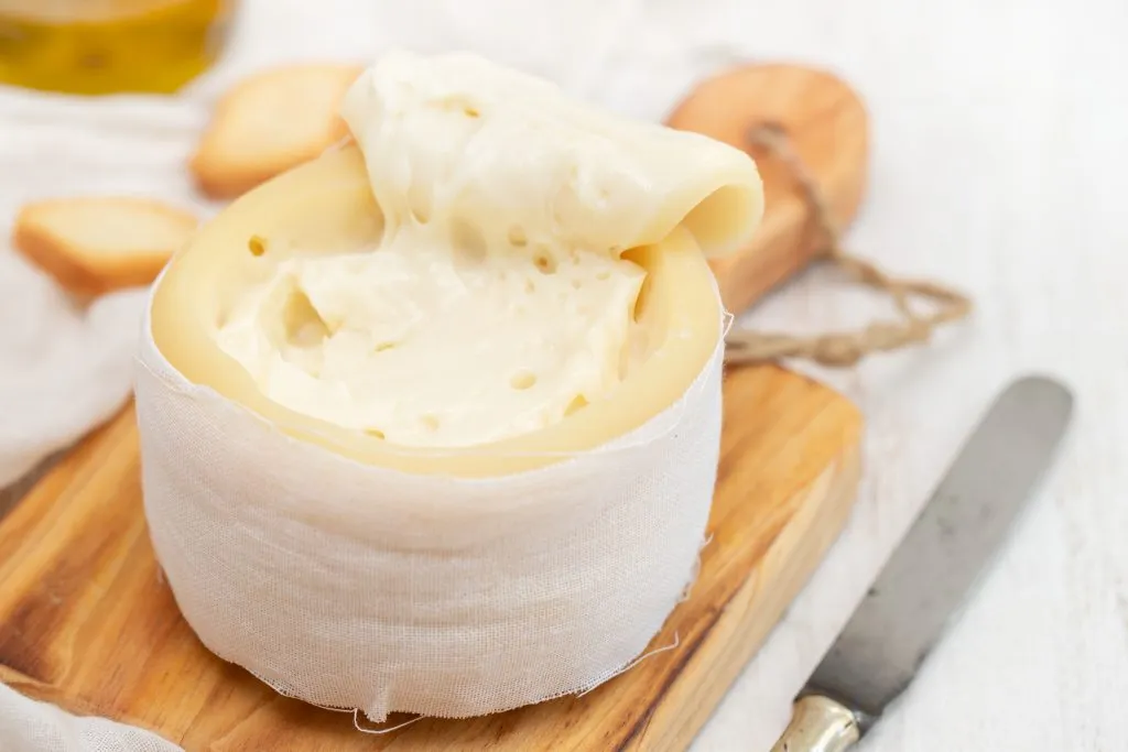 wheel of serra da estrela cheese opened at the top