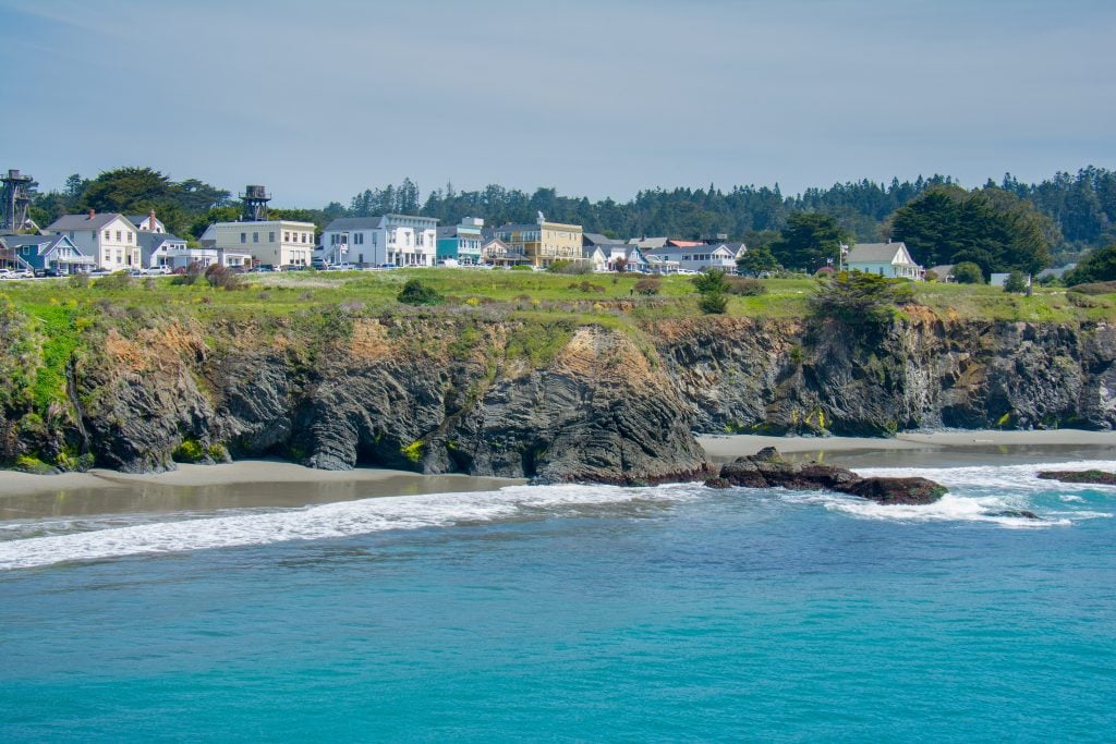 town of mendocino california as seen from the water
