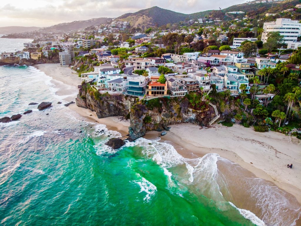 aerial view of laguna beach california beach town