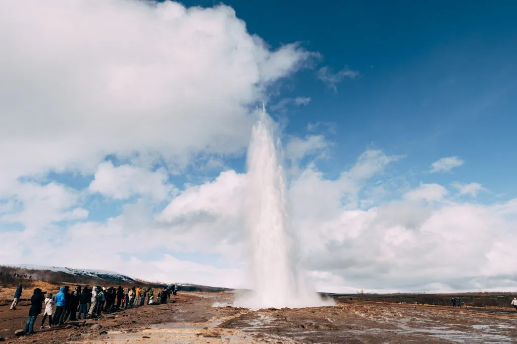 Strokkur geyser erupting in golden circle iceland itinerary 10 days