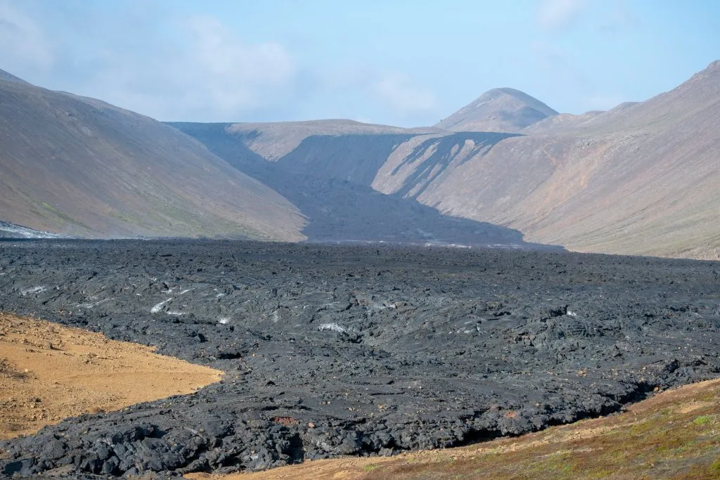 black lava field left behind by Fagradalsfjall volcano eruption 2021