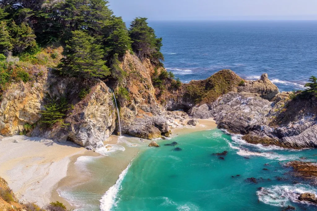 mcway falls as seen on big sur from above, one of the best places to visit in california