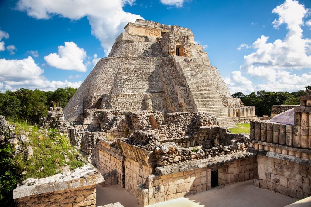 ruins of uxmal as seen from the ground, one of the best mexican archaeological sites