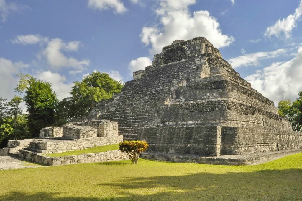 mayan pyramid in chacchoben