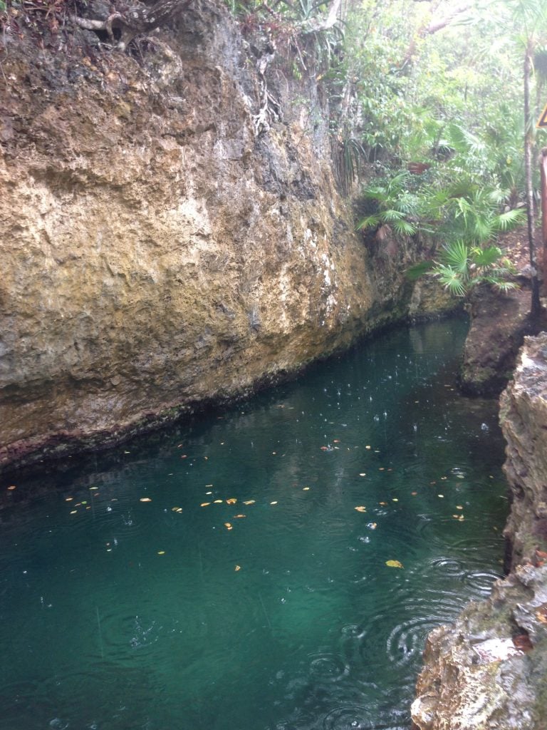 cenote that can't be swum in seen from above near riviera maya