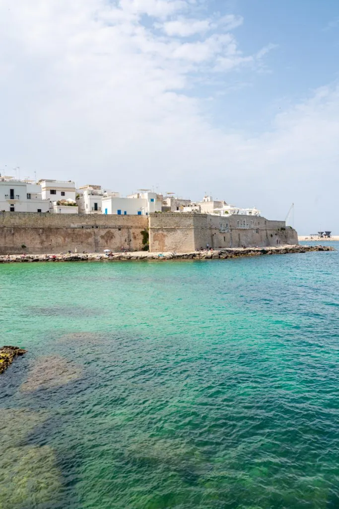 walls of monopoli puglia with the adriatic sea in the foreground