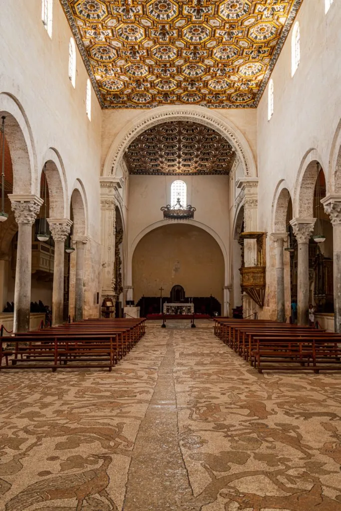 interior of otranto cathedral with mosaic floor in the foreground
