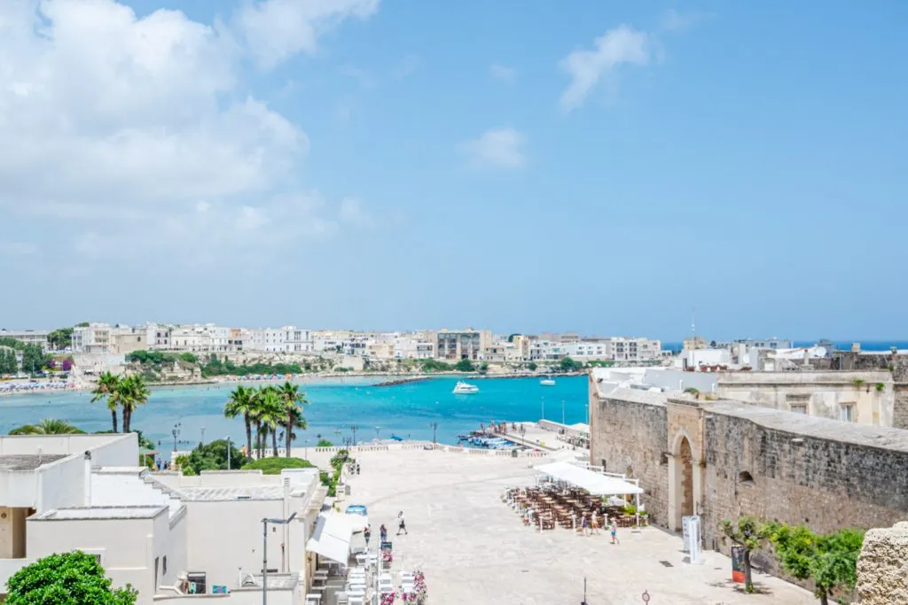 view of otranto italy from above with the sea in the background