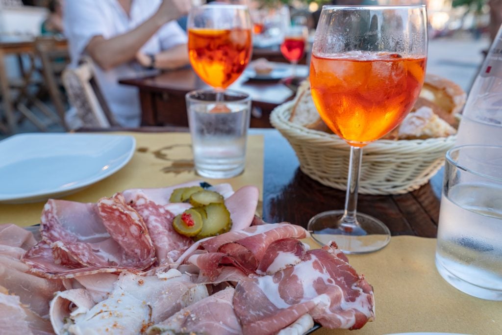 tagliere platter and spritzes in campo santa margherita in venice italy