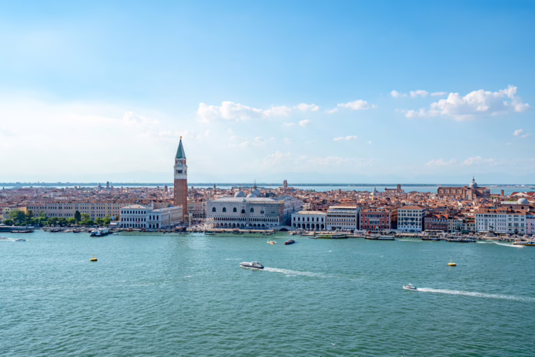view of venice and lagoon from above, as seen from san giorgio maggiore, a memorable view to consider with 5 days in italy