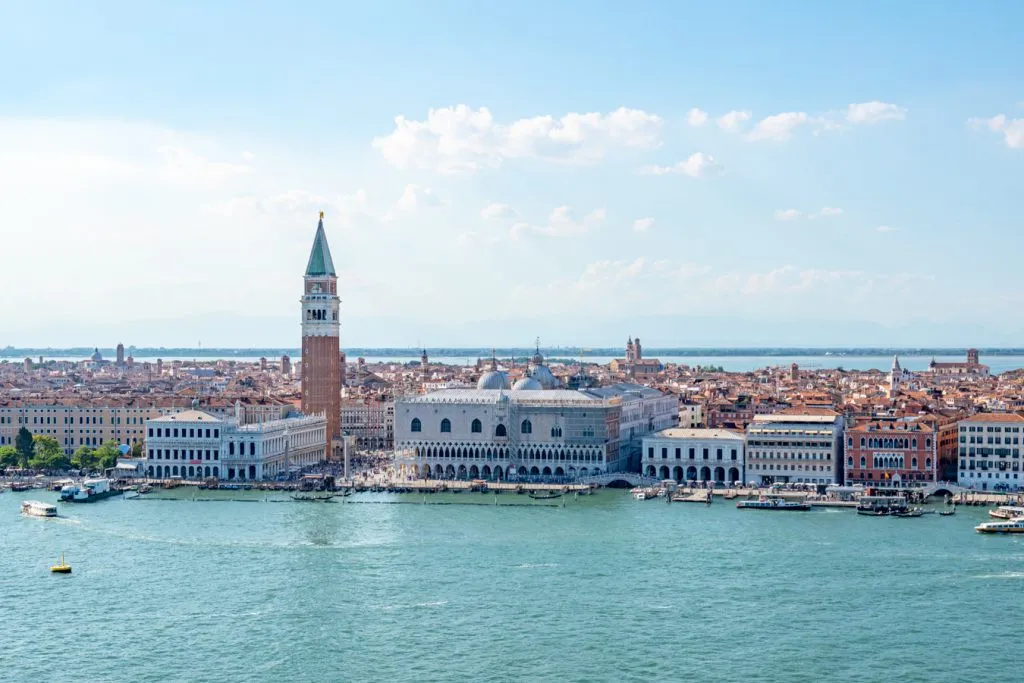 view of st marks square from campanile san giorgio maggiore in venice august