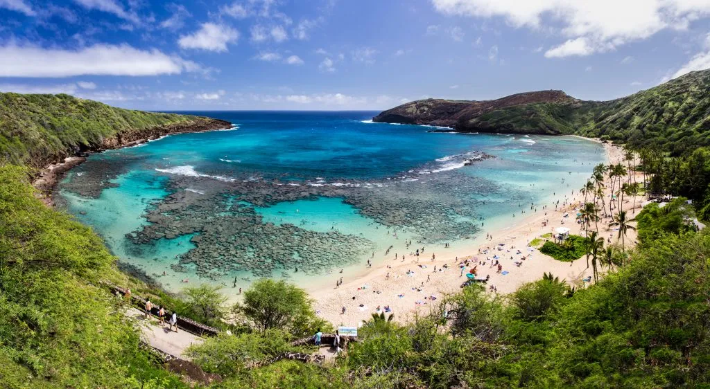 Hanauma bay from above, one of the best oahu attractions