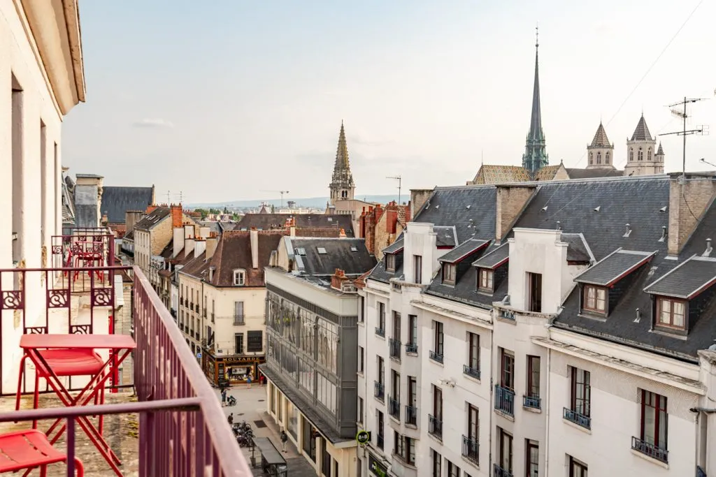 view from hotel room of dijon france skyline