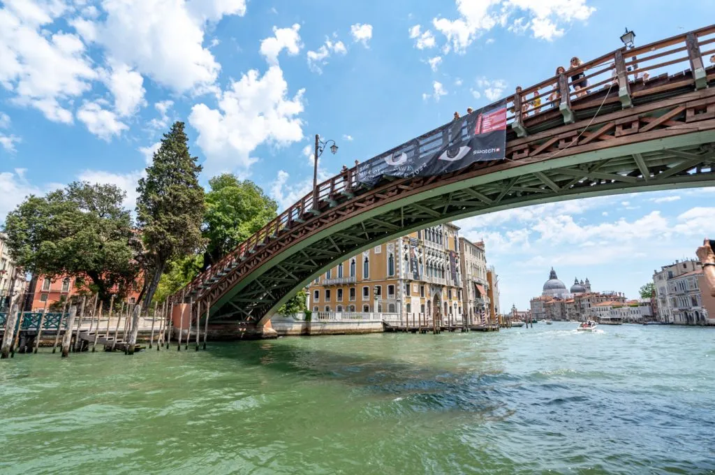 view of wooden ponte dell'accademia leading into the neighborhood dorsoduro venice