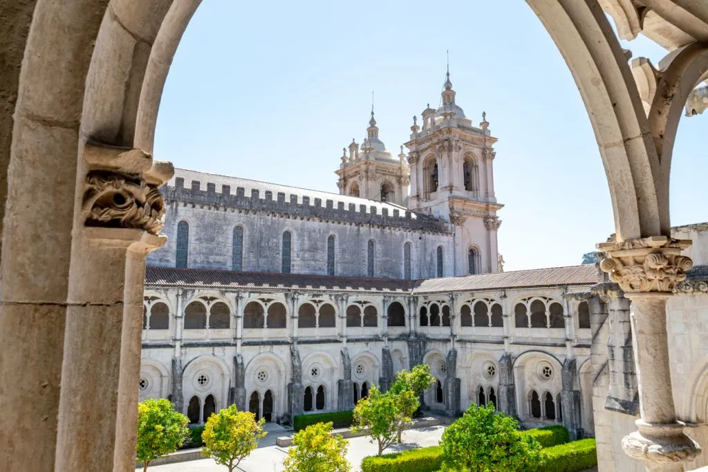 alcobaca monastery as seen from the cloisters, one of the best day trips from lisbon portugal