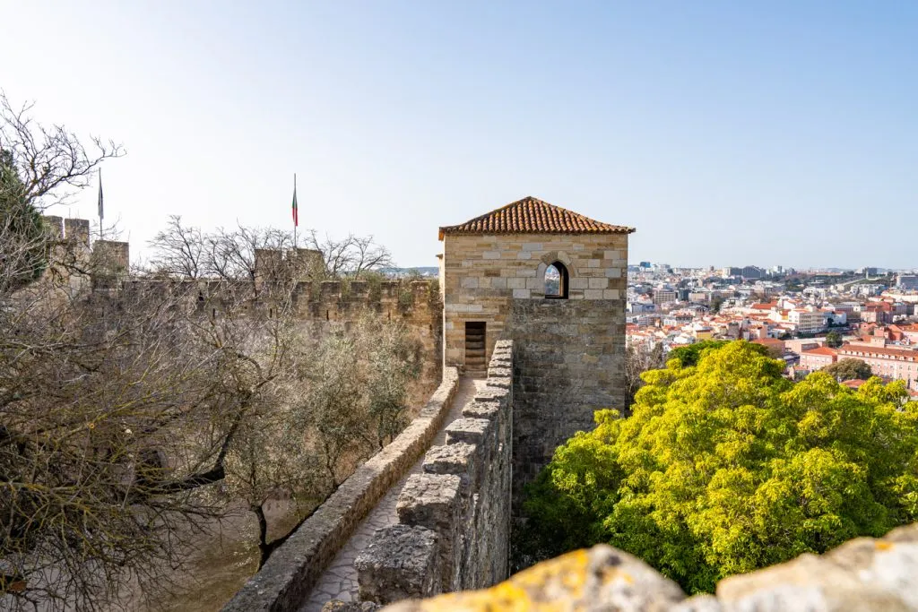 ramparts of castelo de sao jorge during february in lisbon