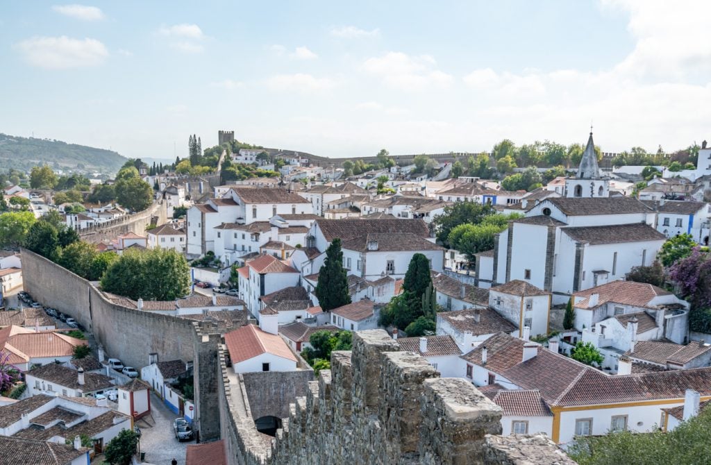 view of obidos from obidos castle walls