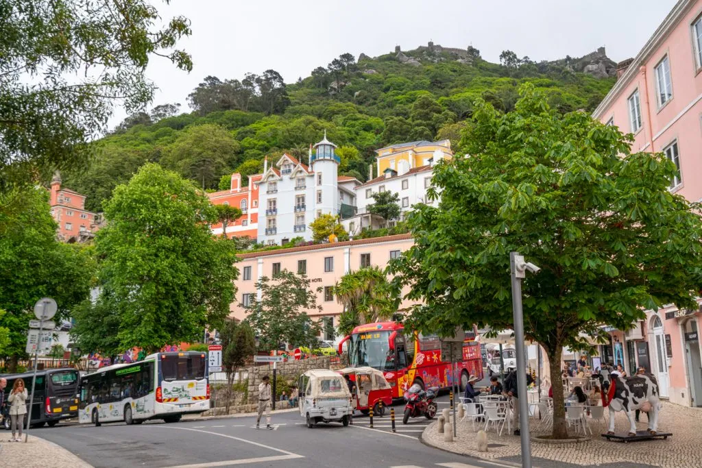 downtown sintra portugal on a cloudy day, as seen on a lisbon to sintra day trip