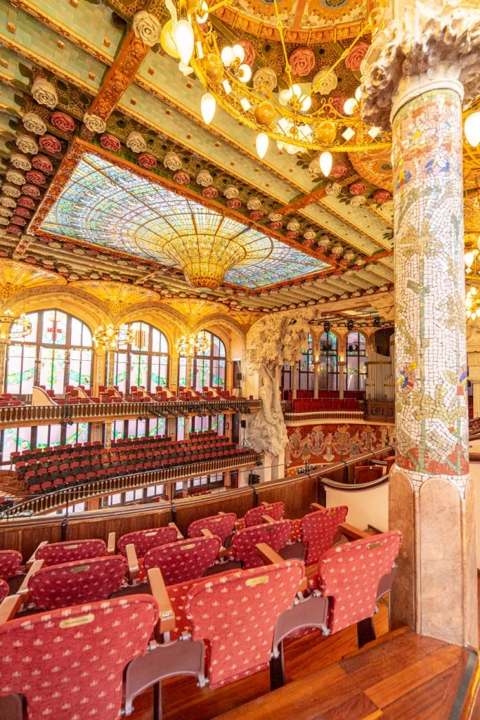 interior of the palace of catalan music, an amazing stop in barcelona on a 2 week spain and portugal itinerary