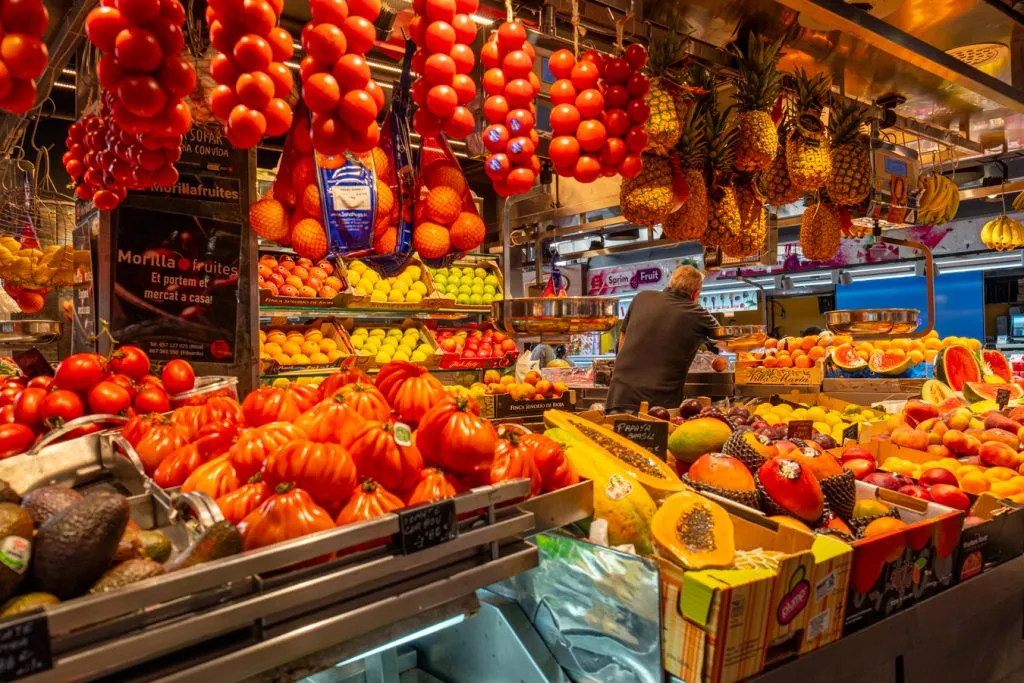 fruit stand in mercado de la boqueria barcelona itinerary spain in 10 days