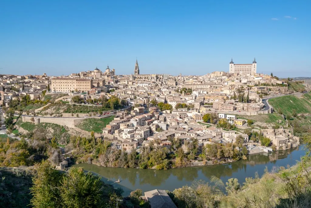 view of toledo spain from the opposite side of the tagus river