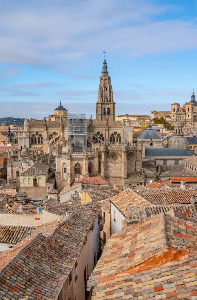 view of toledo spain from hotel room balcony