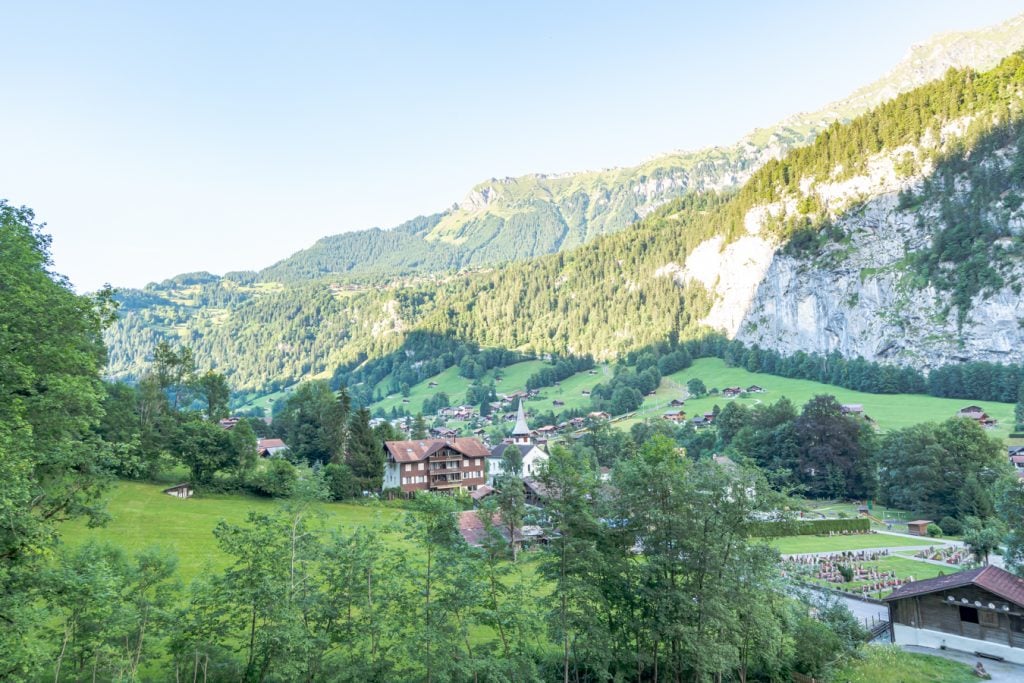 lauterbrunnen valley from above as seen via switzerland train ride