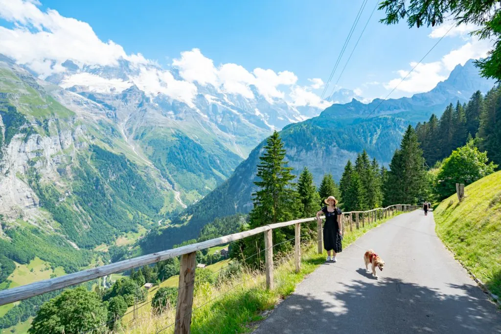 kate storm and ranger storm on the murren to gimmelwald hike in the swiss alps