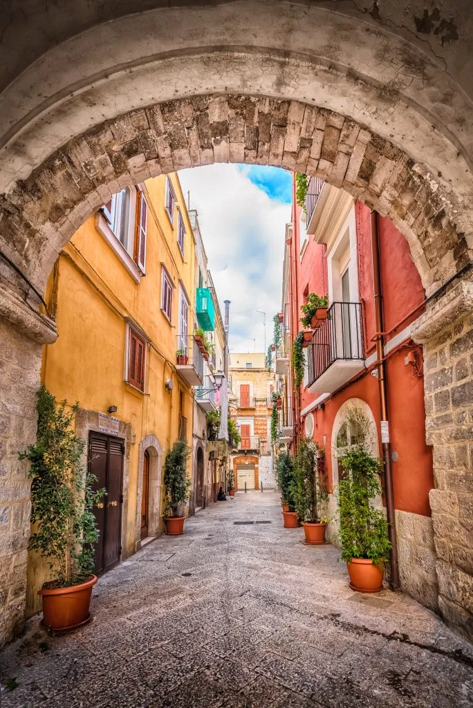 colorful picturesque side street in bari, one of the best cities in puglia to visit