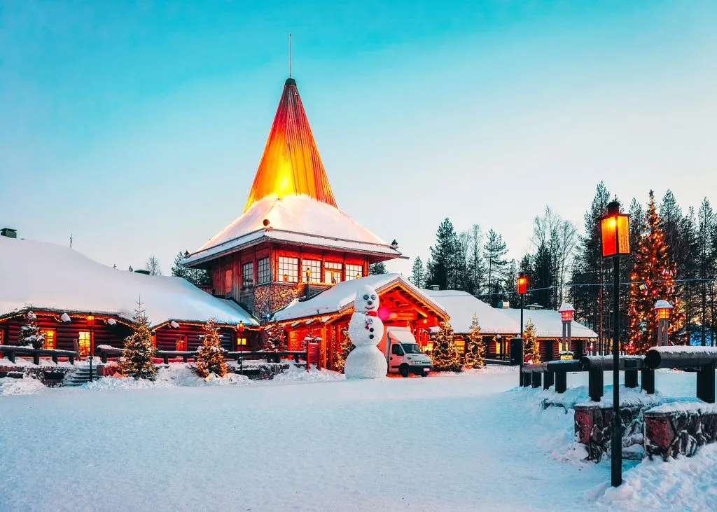 santa office in rovaniemi finland on a snowy day around christmas europe