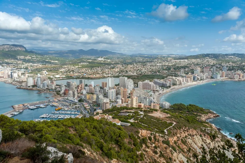 view of alicante spain from above with water on either side